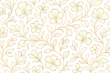 Floral pattern design on a light background used for textile or wallpaper in simple style with repeated flower and leaf shapes