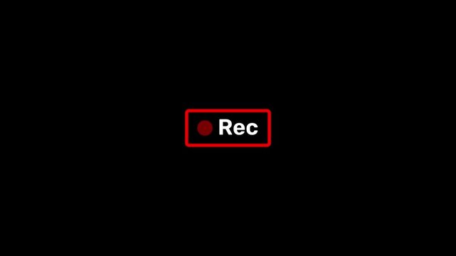 Red recording button pulsing on digital interface showing video capture in progress for content creation workflow. 4K Video