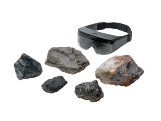 Augmented reality headset and geological specimens