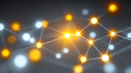 Abstract Network Connections with Bright Nodes and Glowing Lines on a Dark Background for Technology and Data Visualization Concepts