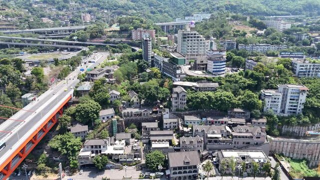 Aerial View of Historic Longmen Hao, Chongqing Old District