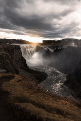 Dettifoss, Waterfall in iceland in moody weather conditions