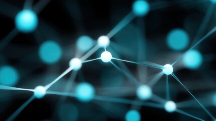 Abstract network connections in a digital universe showcasing nodes and beams of light in a futuristic, blue-themed design representing innovation and technology