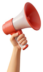 a hand holding a megaphone on a transparent background