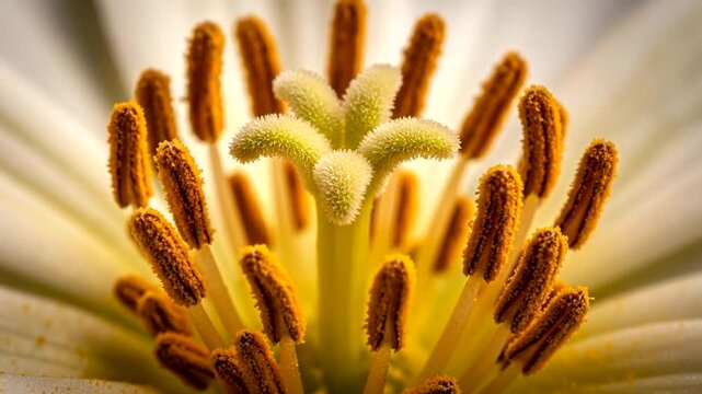 Close-up of a flower's stamen and pistil in bloom