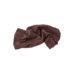 Rustic dark borwn fabric isolated over white background