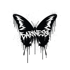 Obraz premium Darkness Gothic Butterfly Streetwear T-Shirt Vector