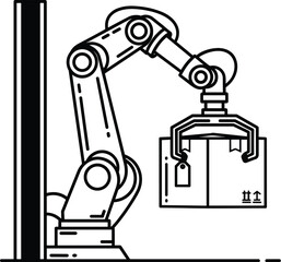 Robotic Arm Holding Box Silhouette machine industrial