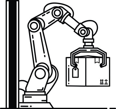 Robotic Arm Holding Box Silhouette machine industrial