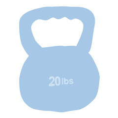 Blue kettlebell illustration with hand drawn flat vector style
