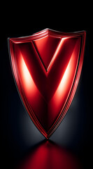 A vibrant red shield logo with a modern design, symbolizing protection, strength, power, and security for branding and identity.