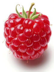 A vibrant red raspberry showcasing its luscious texture and natural sweetness, perfect for culinary and health-centric imagery.