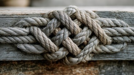 Weathered Nautical Rope Knot on Dock