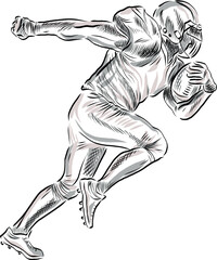 Illustration in simple lines of an American football player.
