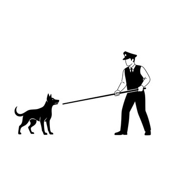 Man Walking Dog Silhouette &ndash; Pet Owner Leash Outdoor Vector Illustration