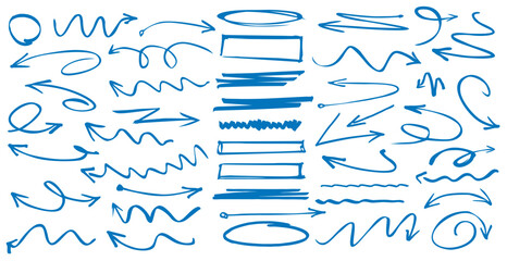 Set of pink arrows. Hand-drawn arrows designed for presentations and workflow.