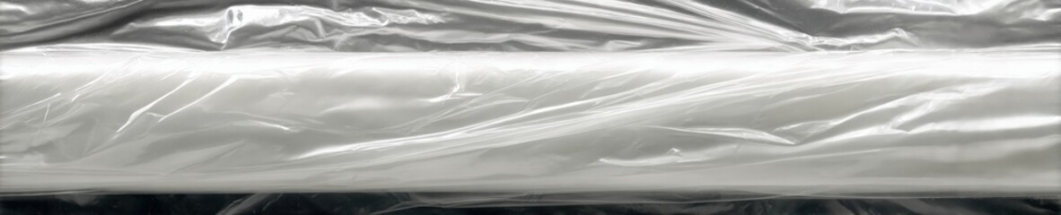 Obraz premium Transparent plastic wrap roll on reflective surface