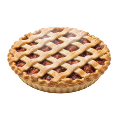 Delicious lattice top cherry pie isolated on transparent background