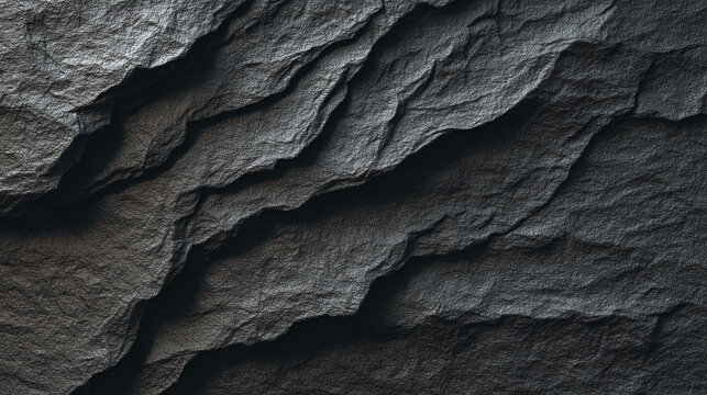 Detailed texture of dark grey slate rock showing its natural pattern and roughness 