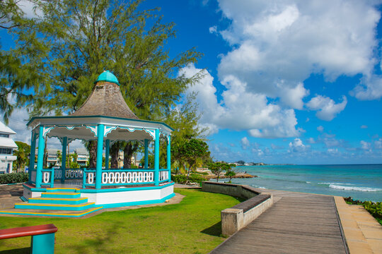 Bandstand at Hastings Rocks Park at South Coast in village of Hastings, Christ Church, Barbados. 
