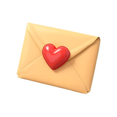 envelope with a red heart on white background
