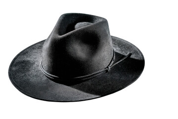 Stylish sun hat displayed tilted for fashion effect on transparent background