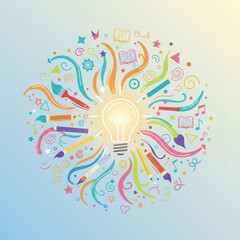 Artistic Lightbulb Explosion Representing Creative Energy