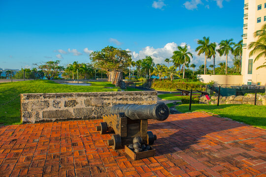 Charles Fort at sunset at Needham's Point in historic city of Bridgetown, Saint Michael, Barbados. Historic Bridgetown and its Garrison is a UNESCO World Heritage Site since 2011. 