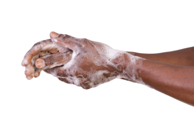 Man washing hands isolated on white or transparent background	