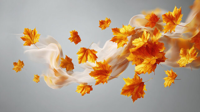 Vibrant Autumn Leaves Dancing in the Air, Symbolizing Change and Renewal
