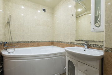 modern bathroom room with toilet and washing machine