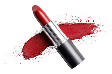 Makeup lipstick with a smudge on transparent background