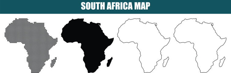 South Africa Map Outlines Isolated on White Background © stockphoto1
