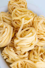 Close-Up of Raw Tagliatelle Pasta