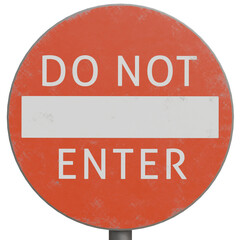 Warning sign indicating do not enter zone on metal pole in urban location