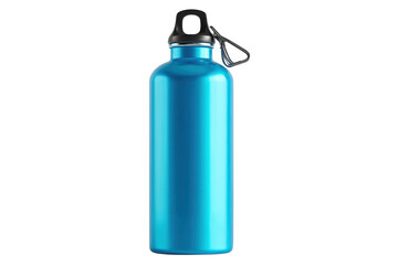 Reusable water bottle with screw cap on transparent background