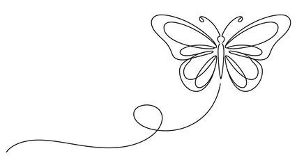 minimal continuous line butterfly illustration symbolizing freedom, nature beauty, transformation and elegant simplicity concept