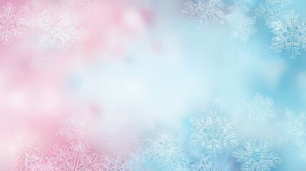 Vector illustration, light pink and blue snowflakes, high-resolution professional HDR design, suitable for soft winter or holiday themes.