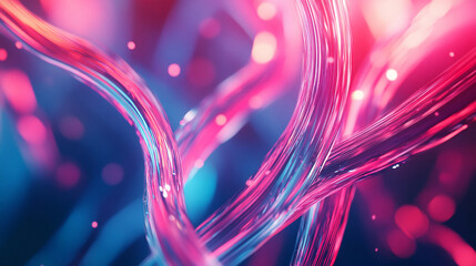 Vibrant pink and blue light trails swirling in dynamic motion