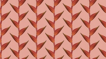 Red heliconia flower bracts abstract pattern on pink background orange