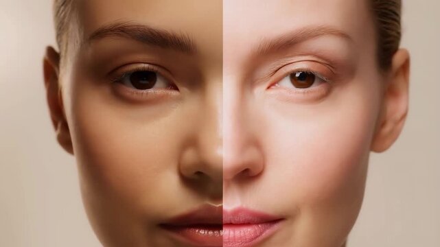 Close-up of two women&rsquo;s faces showcasing contrasting skin tones and textures. Highlighting beauty diversity and skincare differences for cosmetic industry applications