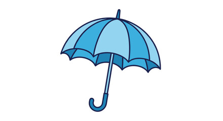 Simple and cute cartoon illustration of an open blue umbrella providing protection from rain in a clean vector icon style.