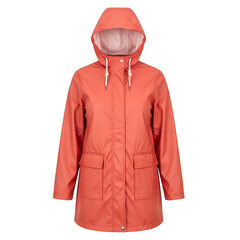 Orange hooded raincoat isolated on transparent background