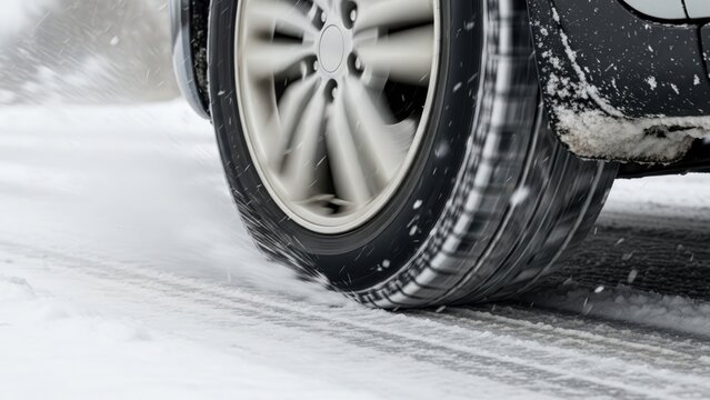 Wheels spinning in the snow