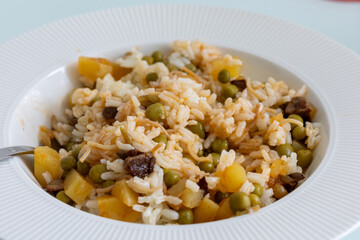 Close-Up of Homemade Uzbek Beef Pilaf