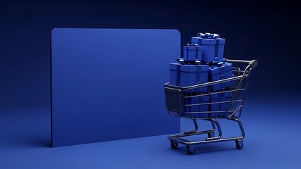 Online shopping cart with gift boxes