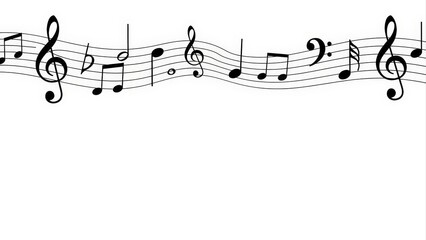 Musical Notes and Staff Line Border Design Element.