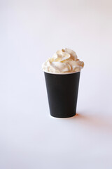 Black Takeaway Coffee Cup on Dark Background