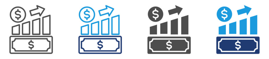 profit icon set with multiple style