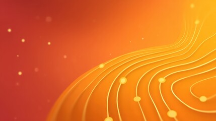 Abstract Digital Background with Flowing Curves and Glowing Particles in Warm Orange and Red Hues for Creative Design Use